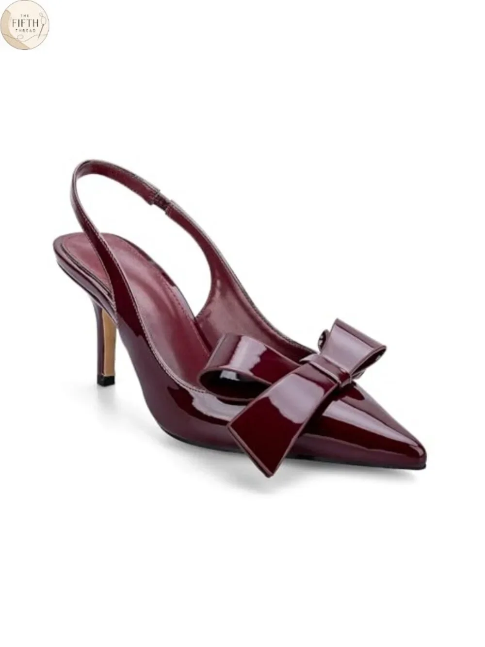 Kitten Heels Slingback Pointed Toe Patent Leather Pumps